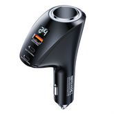 REMAX RCC339 USB + 2 Type-C Ports Car Charger Cigarette Lighter Power Socket with Voltage Digital Display